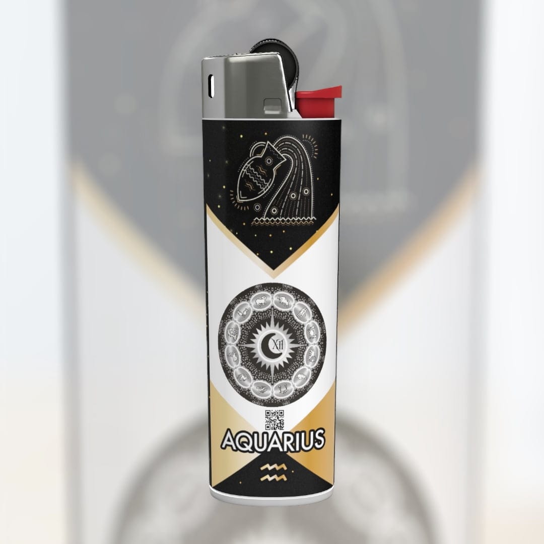 “XII Lit” Aquarius Water Bearer BIC Lighter