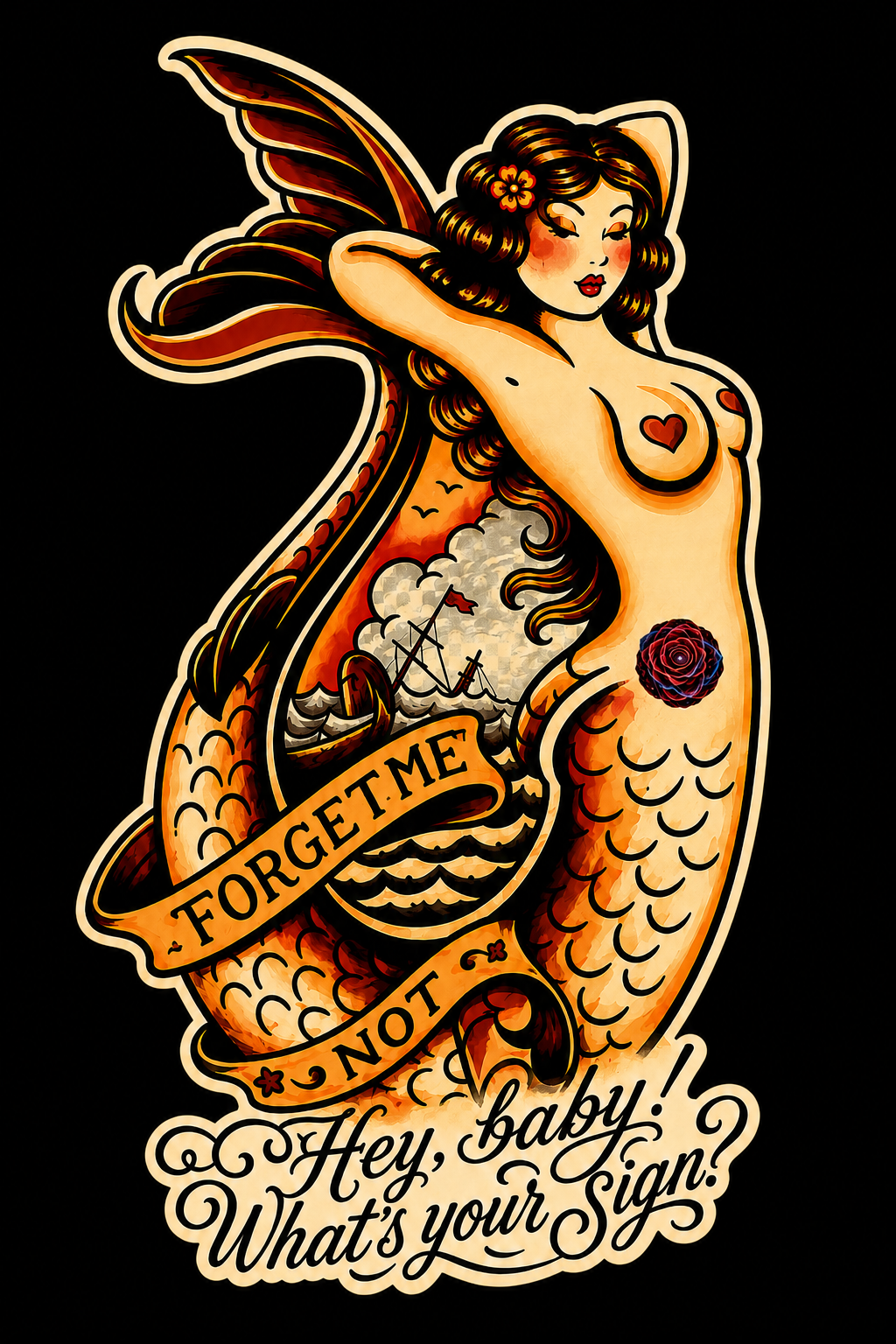 Mermaid Nebula Rose Temporary Tattoos (Pack of 6)